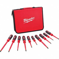 Milwaukee Tool - Screwdriver Sets Screwdriver Types Included: Insulated Slotted; Phillips; Square Number of Pieces: 10 - Exact Tool & Supply