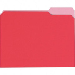 Universal One - 8-1/2 x 11", Letter Size, Red/Light Red, File Folders with Top Tab - 11 Point Stock, 1/3 Tab Cut Location - Exact Tool & Supply