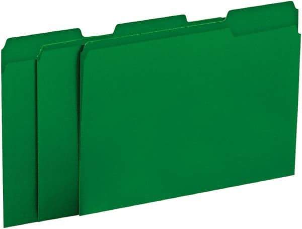UNIVERSAL - 8-1/2 x 11", Letter Size, Green, File Folders with Top Tab - 11 Point Stock, 1/3 Tab Cut Location - Exact Tool & Supply