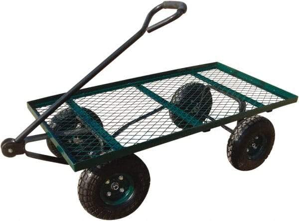Sandusky Lee - 800 Lb Capacity Steel Wagon Truck - Steel Deck, 36" OAW, 60" Platform Length, Rubber Casters - Exact Tool & Supply