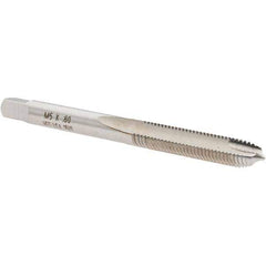 Made in USA - M5x0.80 Metric Coarse, 2 Flute, High Speed Steel Spiral Point Tap - Plug Chamfer, Right Hand Thread, 2-3/8" OAL - Exact Tool & Supply