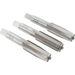 Made in USA - M14x2.00 Metric Coarse, 4 Flute, Bottoming, Plug & Taper, Bright Finish, High Speed Steel Tap Set - Right Hand Cut, 3-19/32" OAL, 1-21/32" Thread Length - Exact Tool & Supply