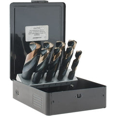 Made in USA - 9/16 to 1", 135° Point, Oxide/Gold Finish, High Speed Steel Reduced Shank Drill Bit Set - Exact Tool & Supply