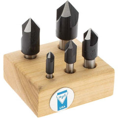 Import - 5 Piece, 1/4 to 3/4" Head Diam, 82° Included Angle, Single End Countersink Set - Exact Tool & Supply