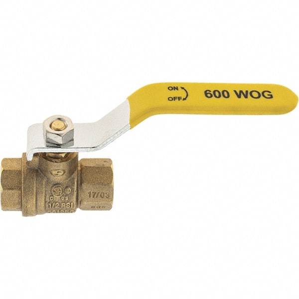 Value Collection - 1/4" Pipe, Brass Full Port Ball Valve - 2 Piece, NPT Ends, Lever Handle, 600 WOG, 150 WSP - Exact Tool & Supply