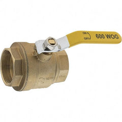 Value Collection - 2" Pipe, Brass Full Port Ball Valve - 2 Piece, NPT Ends, Lever Handle, 600 WOG, 150 WSP - Exact Tool & Supply