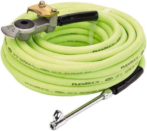 Legacy - Air Compressor Truck Tire Inflator Kit - 300 psi, 3/8" ID x 50' Flexzilla Air Hose; Glad-Hand Attachment; 30° Dual Air Chuck - Exact Tool & Supply