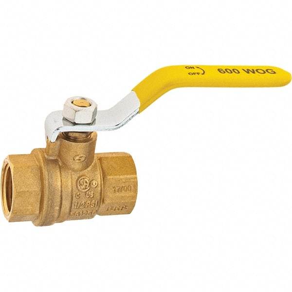 Value Collection - 1/2" Pipe, Brass Full Port Ball Valve - 2 Piece, NPT Ends, Lever Handle, 600 WOG, 150 WSP - Exact Tool & Supply