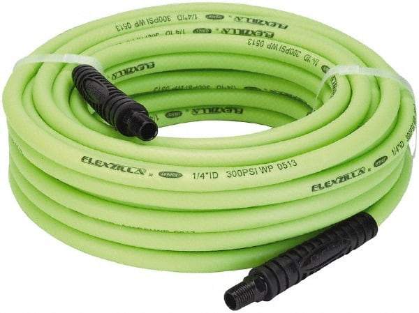 Legacy - 1/4" ID x 0.46" OD 50' Long Multipurpose Air Hose - MNPT x MNPT Ends, 300 Working psi, 140°, 1/4" Fitting, Green - Exact Tool & Supply