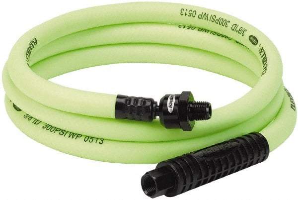 Legacy - 3/8" ID x 0.61" OD 6' Long Lead-In Whip Hose - FNPT x MNPT Ball Swivel Ends, 300 Working psi, 140°, 1/4" Fitting, Green - Exact Tool & Supply
