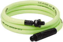 Legacy - 3/8" ID x 0.61" OD 6' Long Lead-In Whip Hose - FNPT x MNPT Ball Swivel Ends, 300 Working psi, 140°, 1/4" Fitting, Green - Exact Tool & Supply