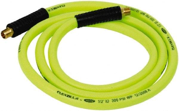Legacy - 1/2" ID x 0.74" OD 8' Long Lead-In Whip Hose - MNPT x MNPT Ends, 300 Working psi, 140°, 3/8" Fitting, Green - Exact Tool & Supply