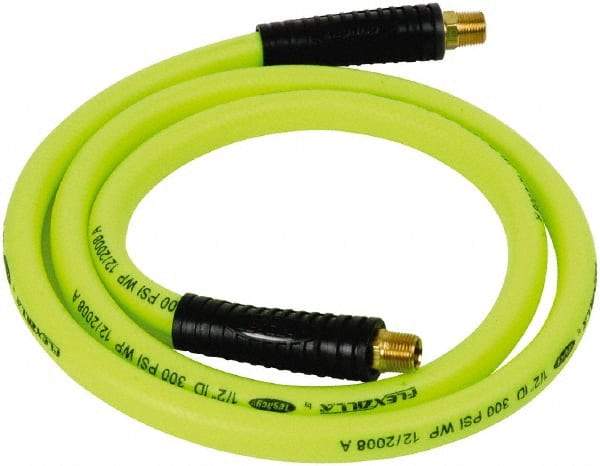Legacy - 1/2" ID x 0.74" OD 6' Long Lead-In Whip Hose - FNPT x MNPT Swivel Ends, 300 Working psi, 140°, 3/8" Fitting, Green - Exact Tool & Supply