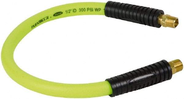 Legacy - 1/2" ID x 0.74" OD 2' Long Lead-In Whip Hose - MNPT Fixed x MNPT Swivel End, 300 Working psi, 140°, 3/8" Fitting, Green - Exact Tool & Supply