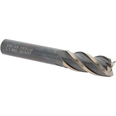 Value Collection - 7/16", 1" LOC, 3/8" Shank Diam, 2-11/16" OAL, 4 Flute, High Speed Steel Square End Mill - Single End, TiN Finish, Spiral Flute, 30° Helix, Centercutting, Right Hand Cut, Right Hand Flute - Exact Tool & Supply