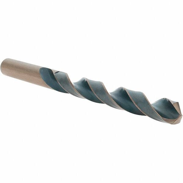 Import - 31/64" 118° High Speed Steel Jobber Drill - Oxide/Gold Finish, Right Hand Cut, Spiral Flute, Straight Shank, 5-7/8" OAL, Split Point - Exact Tool & Supply