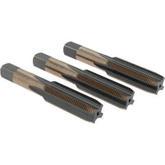 Import - 3/4-16 UNF, 4 Flute, Bottoming, Plug & Taper, Oxide/Gold Finish, High Speed Steel Tap Set - 4-1/4" OAL - Exact Tool & Supply