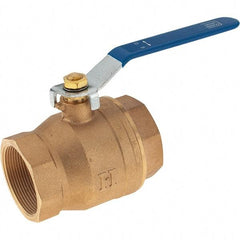 Value Collection - 2" Pipe, Bronze Full Port Ball Valve - 2 Piece, NPT Ends, Lever Handle, 600 WOG, 150 WSP - Exact Tool & Supply
