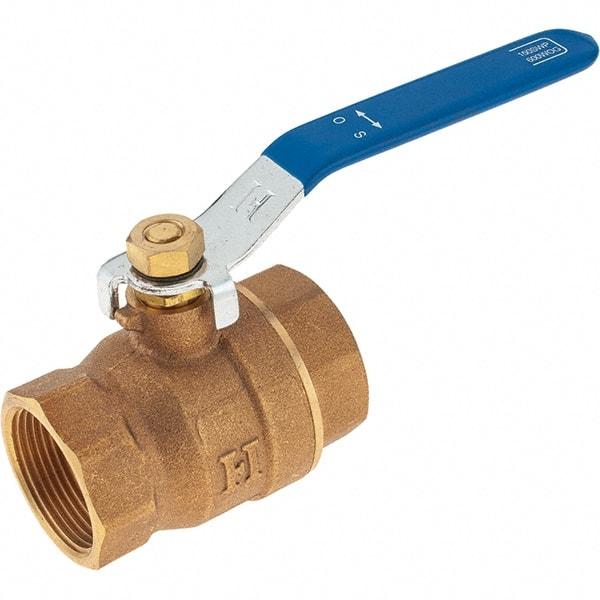 Value Collection - 1-1/4" Pipe, Bronze Full Port Ball Valve - 2 Piece, NPT Ends, Lever Handle, 600 WOG, 150 WSP - Exact Tool & Supply