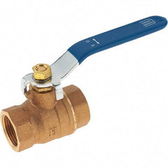 Value Collection - 3/4" Pipe, Bronze Full Port Ball Valve - 2 Piece, NPT Ends, Lever Handle, 600 WOG, 150 WSP - Exact Tool & Supply