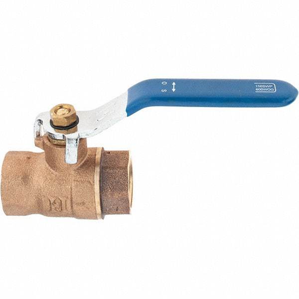 Value Collection - 1/2" Pipe, Bronze Full Port Ball Valve - 2 Piece, NPT Ends, Lever Handle, 600 WOG, 150 WSP - Exact Tool & Supply