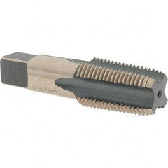 Made in USA - 1/2-14 NPT Thread, 4 Flute Standard Pipe Tap - 3-1/8" OAL, 1-3/8" Thread Length, 11/16" Shank Diam, Oxide/Gold Finish, High Speed Steel - Exact Tool & Supply