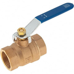Value Collection - 1" Pipe, Bronze Full Port Ball Valve - 2 Piece, NPT Ends, Lever Handle, 600 WOG, 150 WSP - Exact Tool & Supply