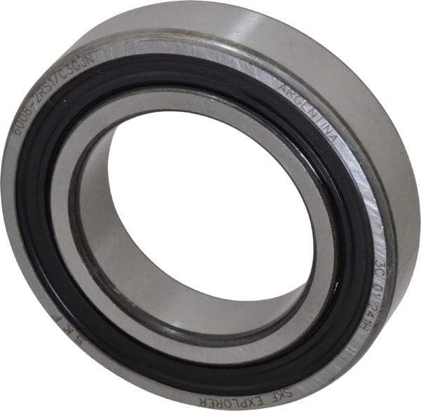SKF - 40mm Bore Diam, 68mm OD, Double Seal Deep Groove Radial Ball Bearing - 15mm Wide, 1 Row, Round Bore, 11,600 Nm Static Capacity, 17,800 Nm Dynamic Capacity - Exact Tool & Supply