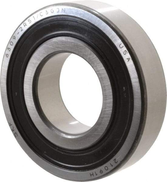 SKF - 45mm Bore Diam, 100mm OD, Double Seal Deep Groove Radial Ball Bearing - 25mm Wide, 1 Row, Round Bore, 31,500 Nm Static Capacity, 55,300 Nm Dynamic Capacity - Exact Tool & Supply
