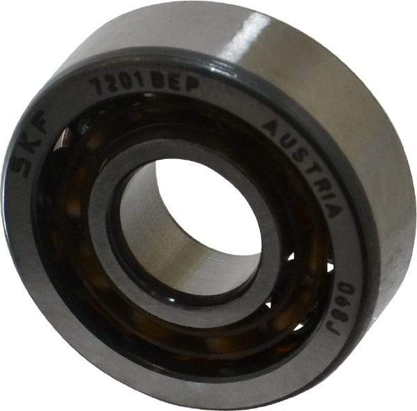 SKF - 12mm Bore Diam, 32mm OD, Open Angular Contact Radial Ball Bearing - 10mm Wide, 1 Row, Round Bore, 3,800 Lb Static Capacity, 7,610 Lb Dynamic Capacity - Exact Tool & Supply