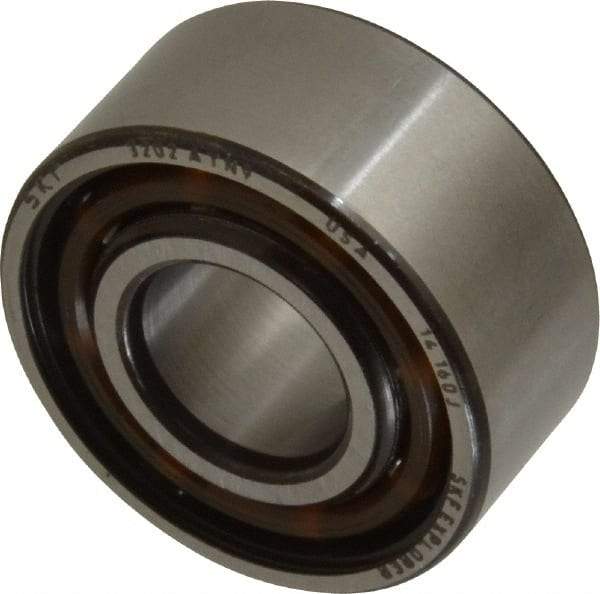 SKF - 15mm Bore Diam, 35mm OD, Open Angular Contact Radial Ball Bearing - 15.9mm Wide, 2 Rows, Round Bore, 6,700 Lb Static Capacity, 11,200 Lb Dynamic Capacity - Exact Tool & Supply