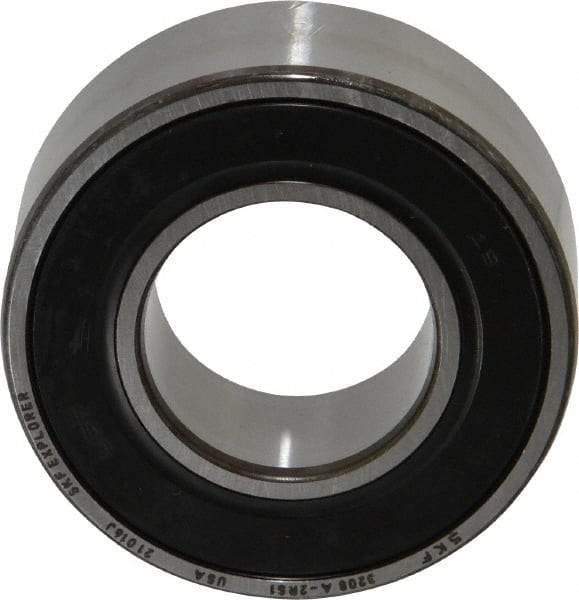 SKF - 40mm Bore Diam, 80mm OD, Double Seal Angular Contact Radial Ball Bearing - 30.2mm Wide, 2 Rows, Round Bore, 34,000 Lb Static Capacity, 44,900 Lb Dynamic Capacity - Exact Tool & Supply