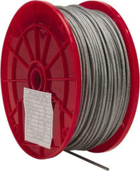 Value Collection - 1/8" x 3/32" Diam, Aircraft Cable - 920 Lb Breaking Strength, 7 x 7 Strand Core, Vinyl Coating - Exact Tool & Supply