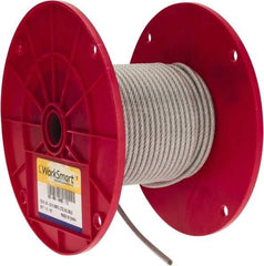 Value Collection - 3/16" x 1/8" Diam, Aircraft Cable - 2,000 Lb Breaking Strength, 7 x 19 Strand Core, Vinyl Coating - Exact Tool & Supply