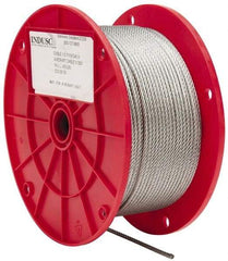 Value Collection - 1/8" Diam, Galvanized Steel Wire Rope - 2,000 Lb Breaking Strength, 7 x 19 Strand Core - Exact Tool & Supply