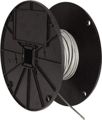 Value Collection - 1/8" Diam, Galvanized Steel Wire Rope - 2,000 Lb Breaking Strength, 7 x 19 Strand Core - Exact Tool & Supply