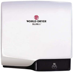 World Dryer - 950 Watt White Finish Electric Hand Dryer - 115/208/230 Volts, 8.3/3.7/4.1 Amps, 11-1/2" Wide x 10-11/16" High x 4" Deep - Exact Tool & Supply