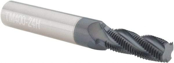 Scientific Cutting Tools - 1/2-24 UNS, 0.4" Cutting Diam, 4 Flute, Solid Carbide Helical Flute Thread Mill - Internal/External Thread, 1.1" LOC, 3-1/2" OAL, 1/2" Shank Diam - Exact Tool & Supply