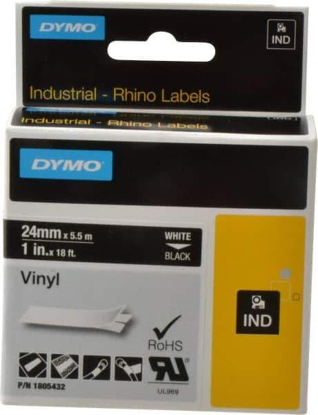 Dymo - 1" Wide x 216" Long, Black Vinyl Label Printer Cartridge - For RHINO 6000, 6500 - Exact Tool & Supply