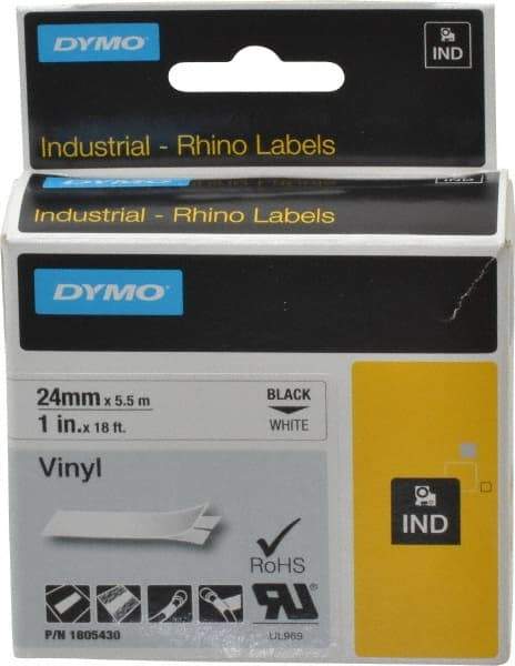 Dymo - 1" Wide x 216" Long, White Vinyl Label Printer Cartridge - For RHINO 6000, 6500 - Exact Tool & Supply