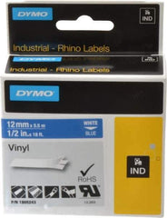 Dymo - 5" Wide x 216" Long, Blue Vinyl Label Printer Cartridge - For RHINO 1000, 3000, 4200, 5000, 5200,6000, 6500 - Exact Tool & Supply