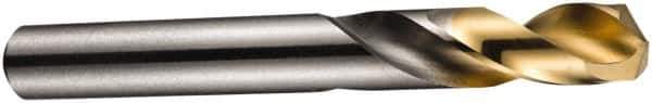 DORMER - 8mm 135° Spiral Flute High Speed Steel Screw Machine Drill Bit - Bright Finish, Right Hand Cut, 37mm Flute Length, 79mm OAL, Split Point, Straight Shank - Exact Tool & Supply
