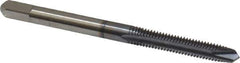 Cleveland - M4x0.70, 2 Flute, TiCN Finish, High Speed Steel Spiral Point Tap - Plug Chamfer, Right Hand Thread, 0.38" Thread Length, 2B Class of Fit, Series 1011TICN - Exact Tool & Supply
