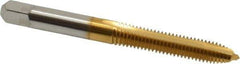 Cleveland - M6x1.00, 2 Flute, TiN Finish, High Speed Steel Spiral Point Tap - Plug Chamfer, Right Hand Thread, 0.63" Thread Length, 2B Class of Fit, Series 1011TN - Exact Tool & Supply