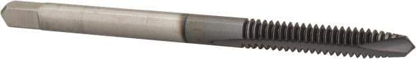 Cleveland - #6-32, 2 Flute, TiCN Finish, High Speed Steel Spiral Point Tap - Plug Chamfer, Right Hand Thread, 0.38" Thread Length, 2B Class of Fit, Series 1011TICN - Exact Tool & Supply