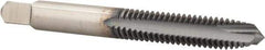 Cleveland - 5/16-18, 3 Flute, TiCN Finish, High Speed Steel Spiral Point Tap - Plug Chamfer, Right Hand Thread, 0.69" Thread Length, 2B Class of Fit, Series 1011TICN - Exact Tool & Supply