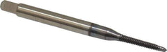 Cleveland - #2-56, 2 Flute, TiCN Finish, High Speed Steel Spiral Point Tap - Plug Chamfer, Right Hand Thread, 0.44" Thread Length, 2B Class of Fit, Series 1011TICN - Exact Tool & Supply