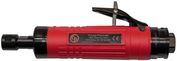Chicago Pneumatic - 1/4" Collet, Straight Handle, Straight Air Die Grinder - 24,000 RPM, Rear Exhaust, 31.79 CFM, 0.8 hp, 6.21 bar, 3/8 BSP - Exact Tool & Supply