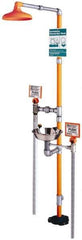 PRO-SAFE - 1-1/4" Inlet, 20 GPM shower Flow, Drench shower, Eye & Face Wash Station - Bowl, Triangular Pull Rod & Push Flag Activated, Plastic Shower Head, 0.4 GPM Bowl Flow, Freeze Resistant - Exact Tool & Supply