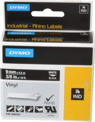 Dymo - 3/8" Wide x 216" Long, Black Vinyl Label Printer Cartridge - For RHINO 1000, 3000, 4200, 5000, 5200,6000, 6500 - Exact Tool & Supply